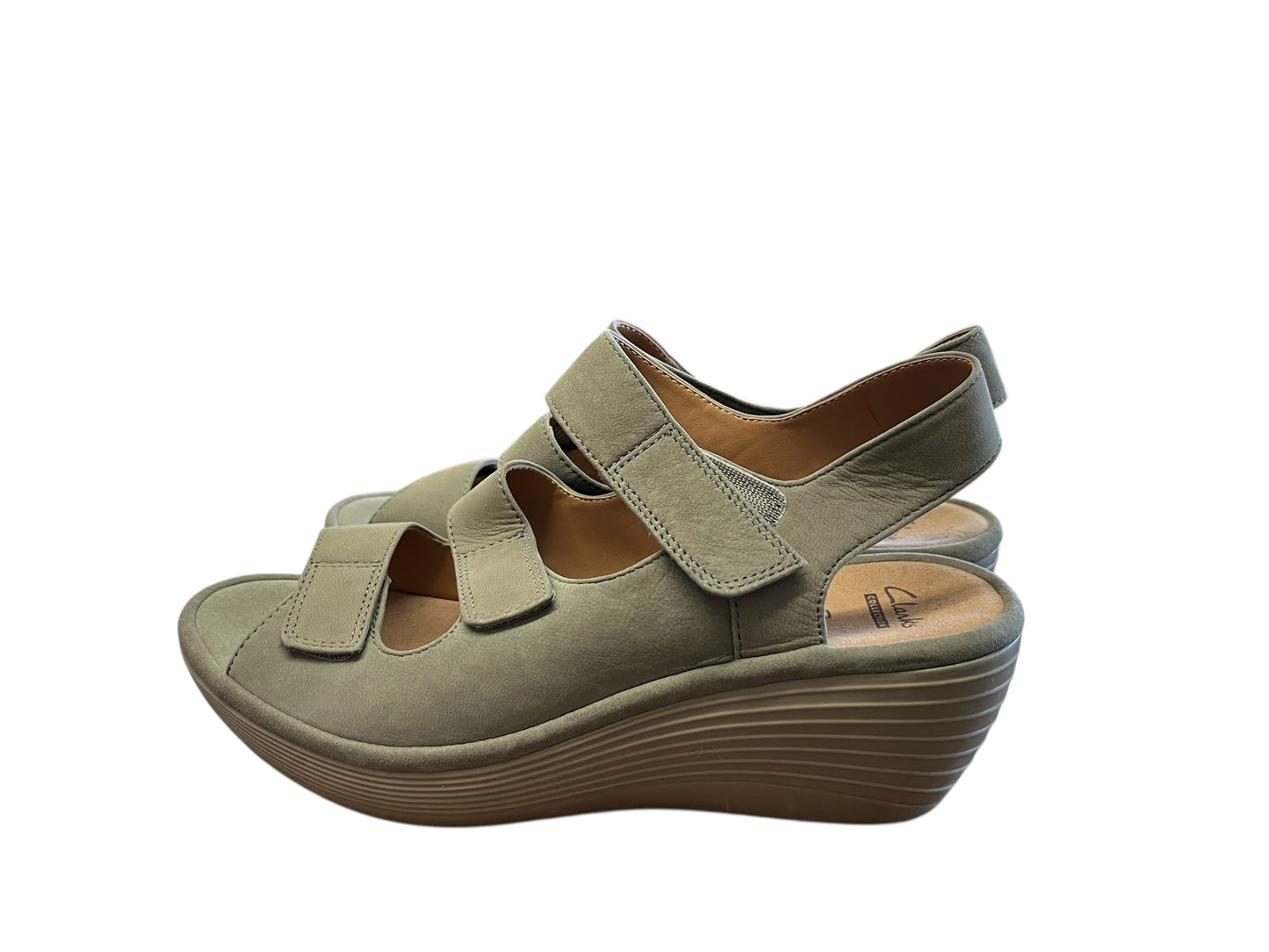 Tan Clarks sandals, 8