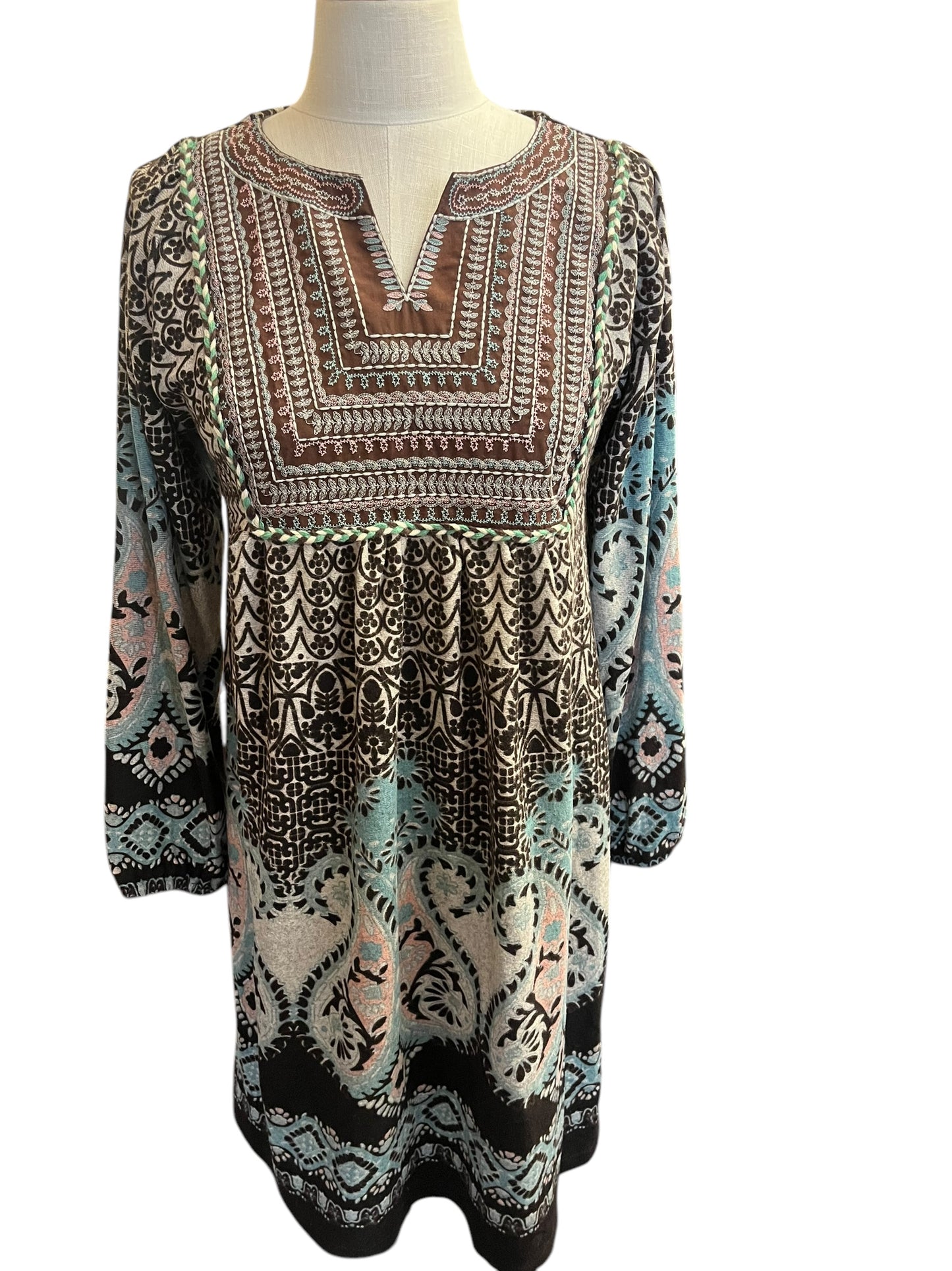 Brown White Mark Dress, Small
