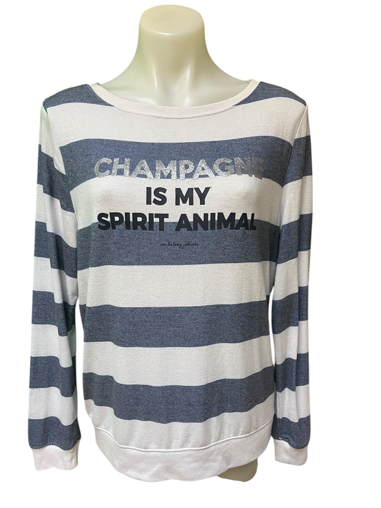 blue stripe Betsey Johnson Women's top, Medium
