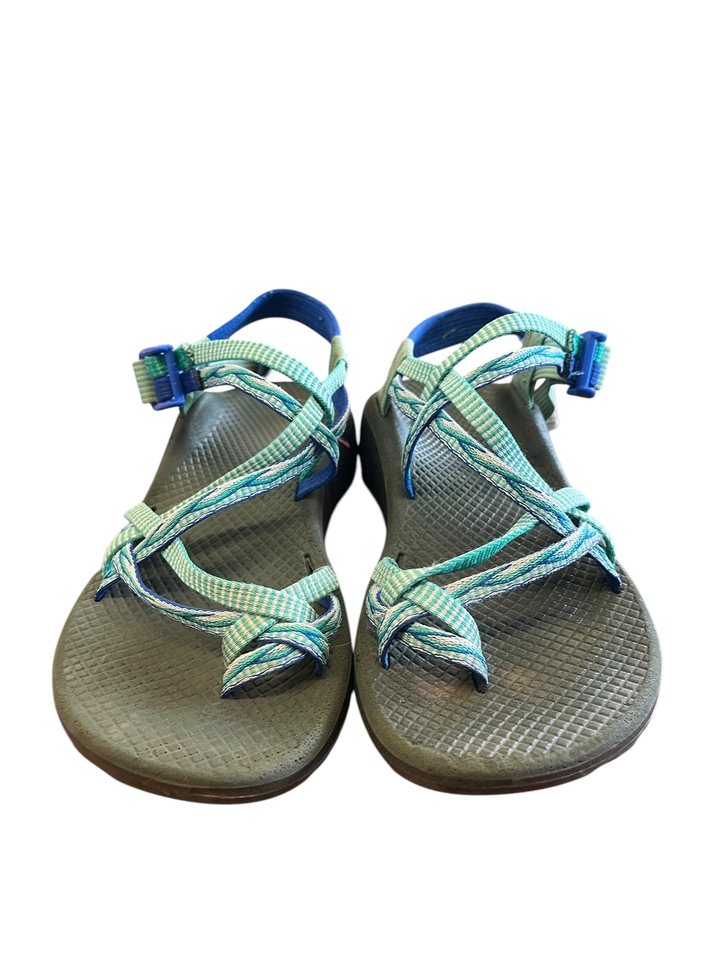 blue Chaco sandals, 8