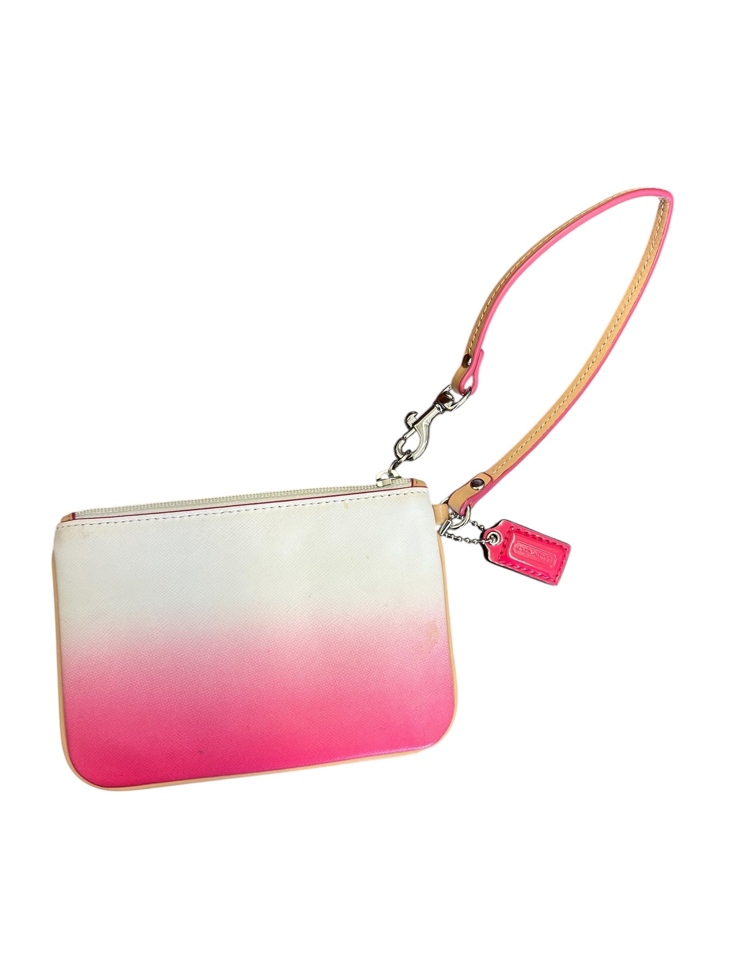 pink and white Coach wallet