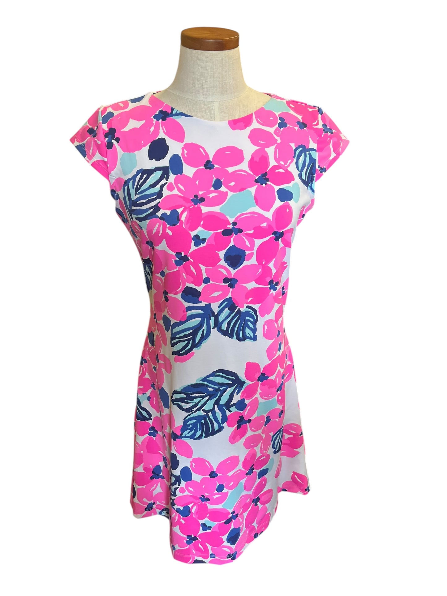 Pink Floral Mahi Gold Dress, Medium