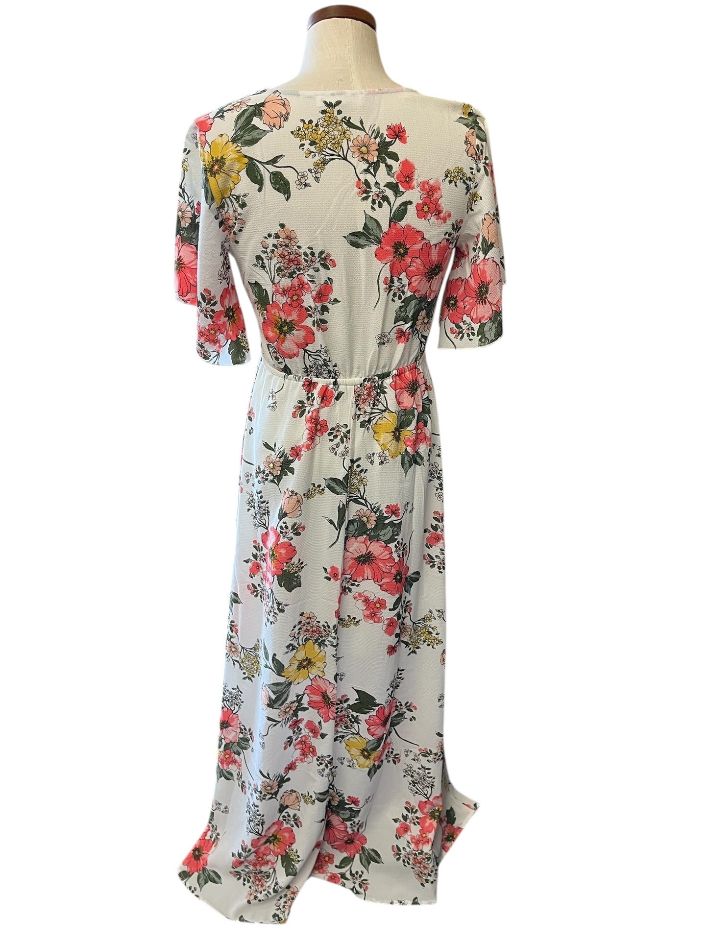 White Floral Bailey Blue Dress, Small