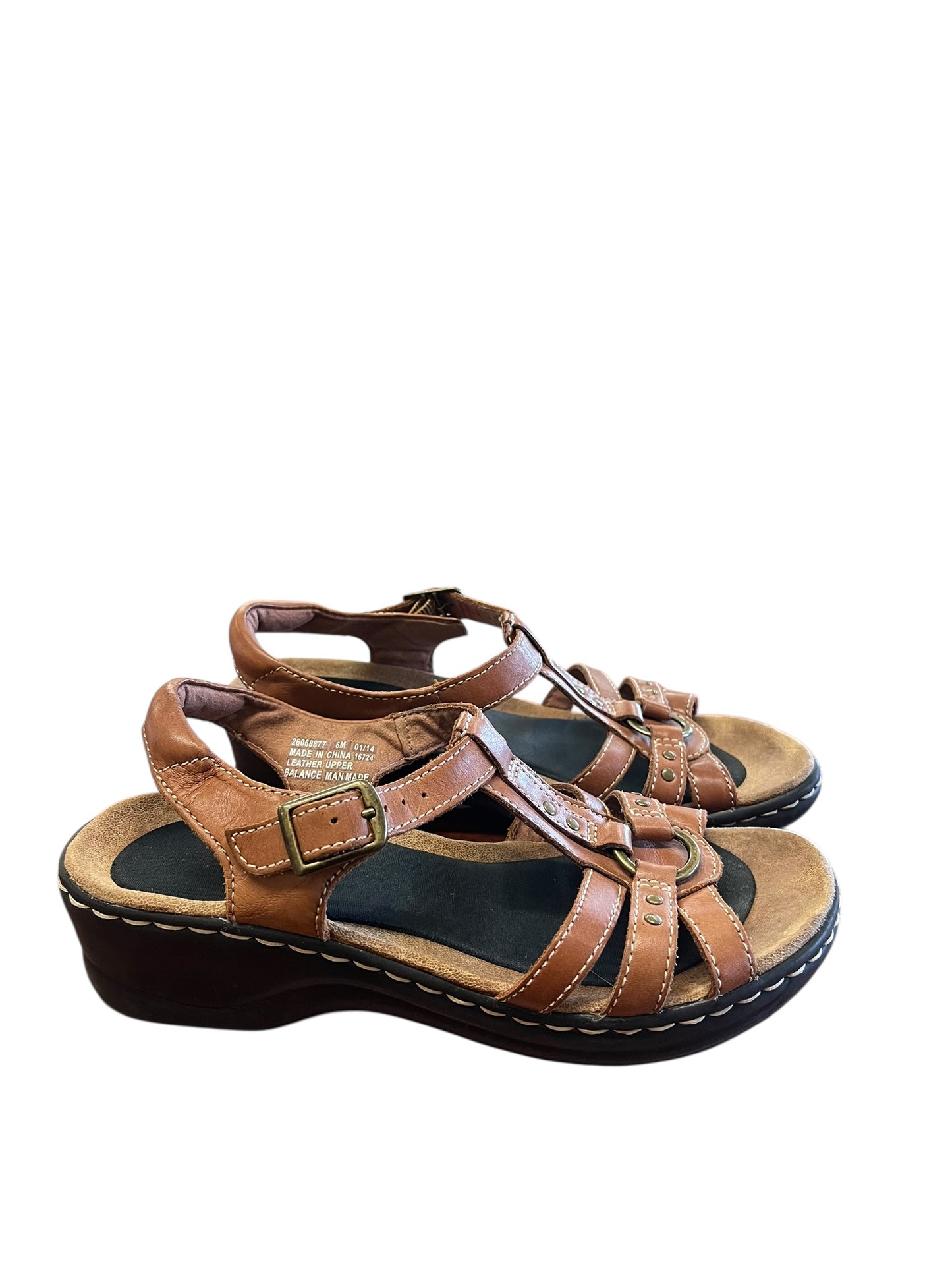 Brown Clarks sandals, 6