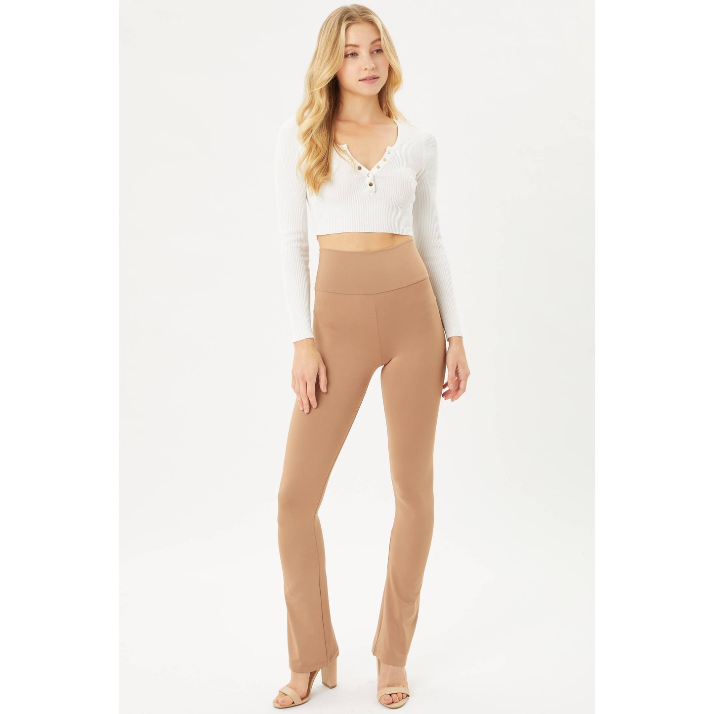 High Waist Seamless Flare Leggings: BLACK / L