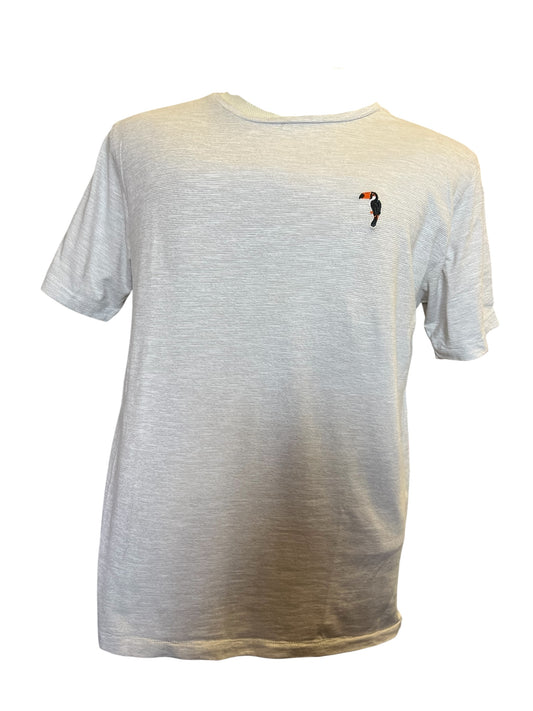 Gray Denim & Flower Men's Tops, Large