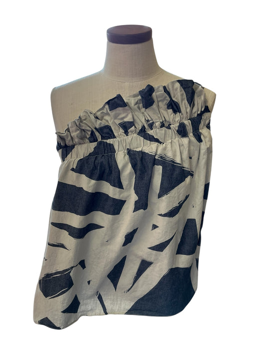 blue and cream Whit Women's top, Medium