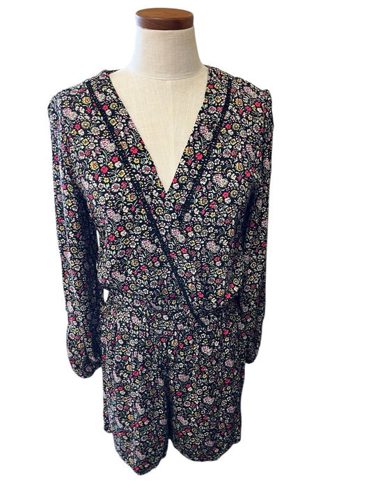 black floral Loft Romper, Small