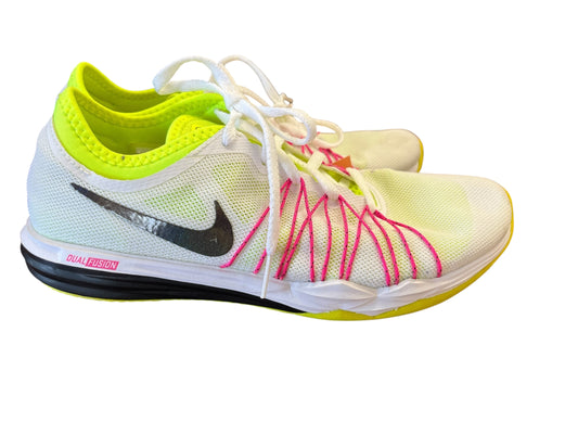 White, Yellow, Pink Nike Woman's Sneakers, 7.5