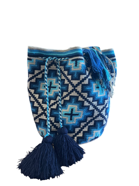 blue and white Lombia Purse