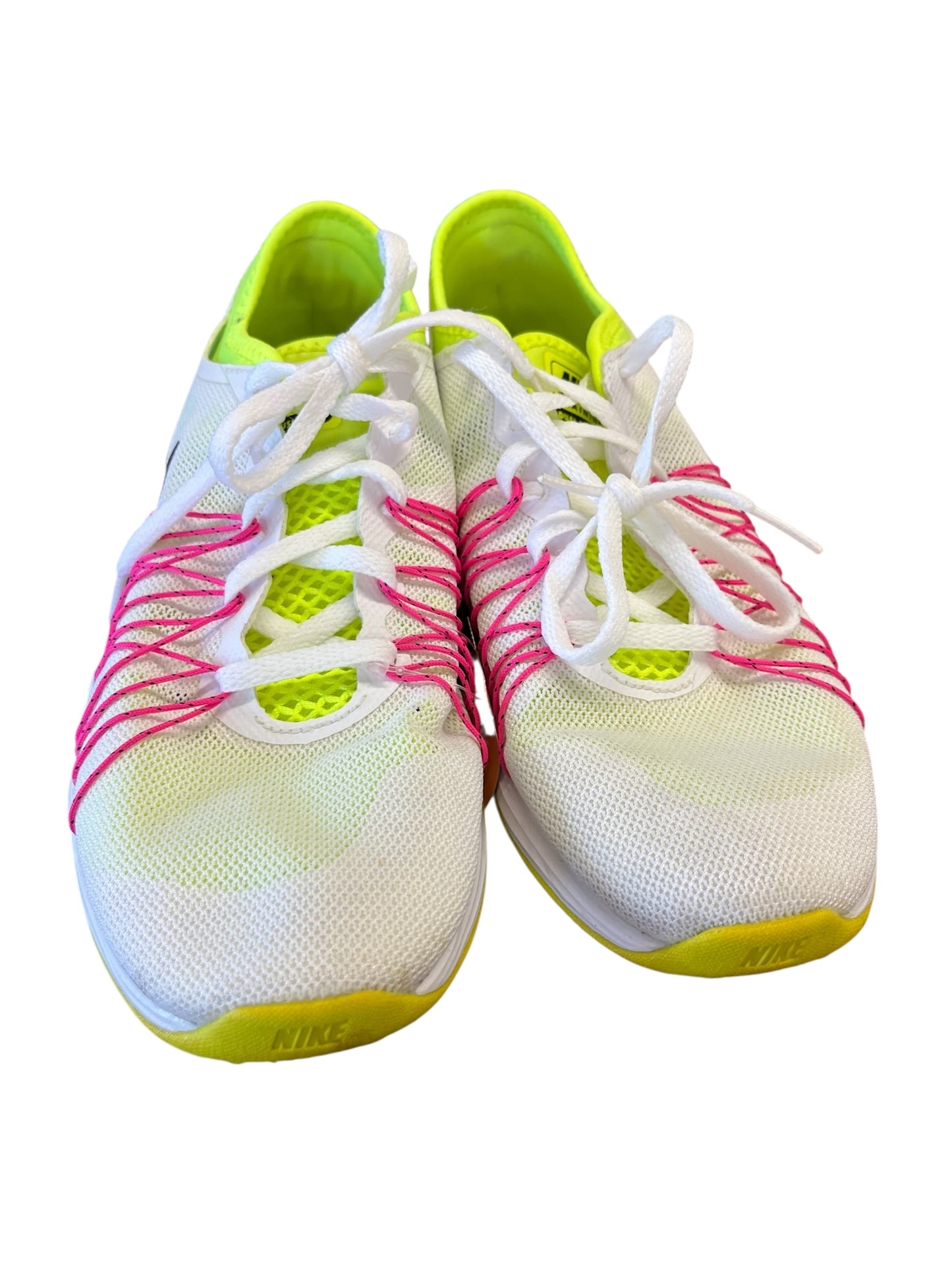 White, Yellow, Pink Nike Woman's Sneakers, 7.5