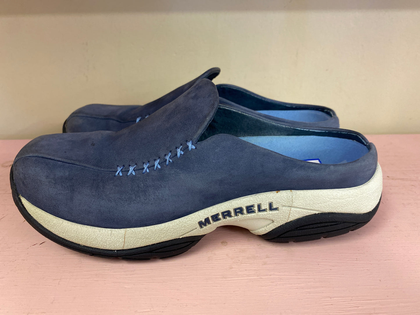 blue Merrell shoes, 7.5