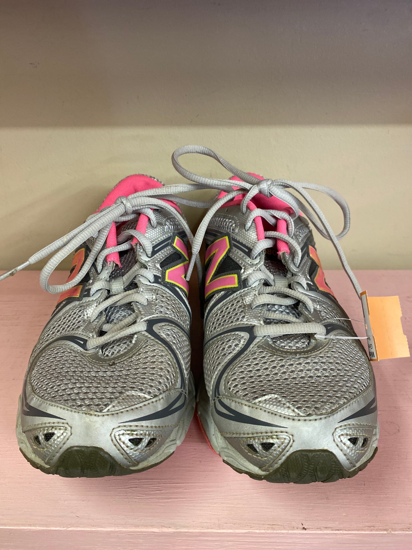 Grey and pink New Balance Woman's Sneakers, 9