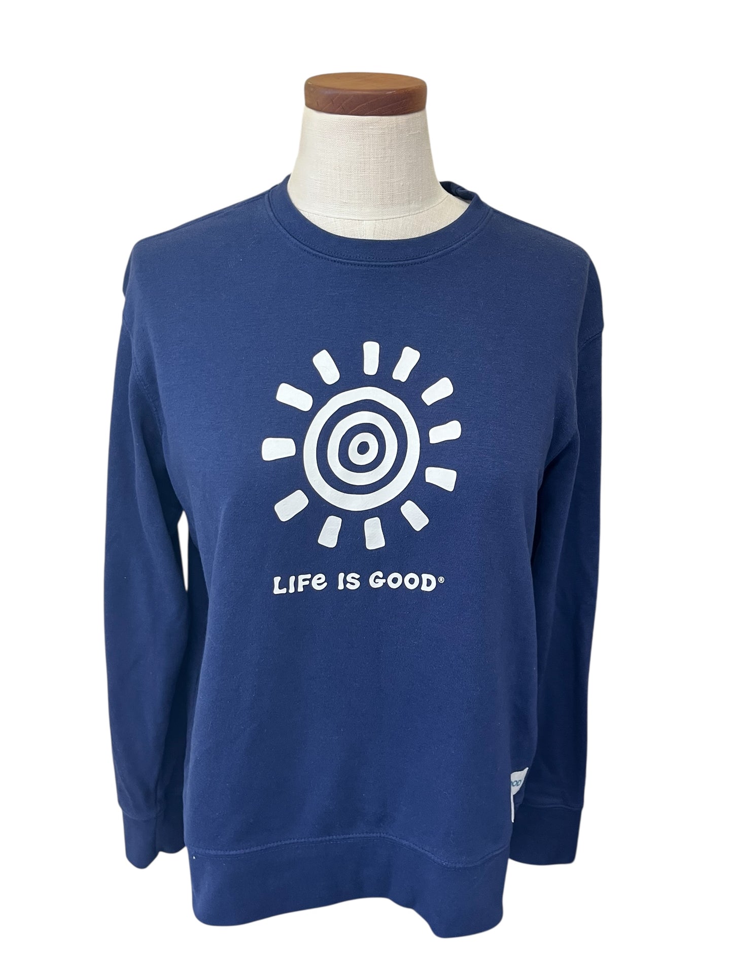 Navy LIFE IS GOOD Sweatshirt, Medium