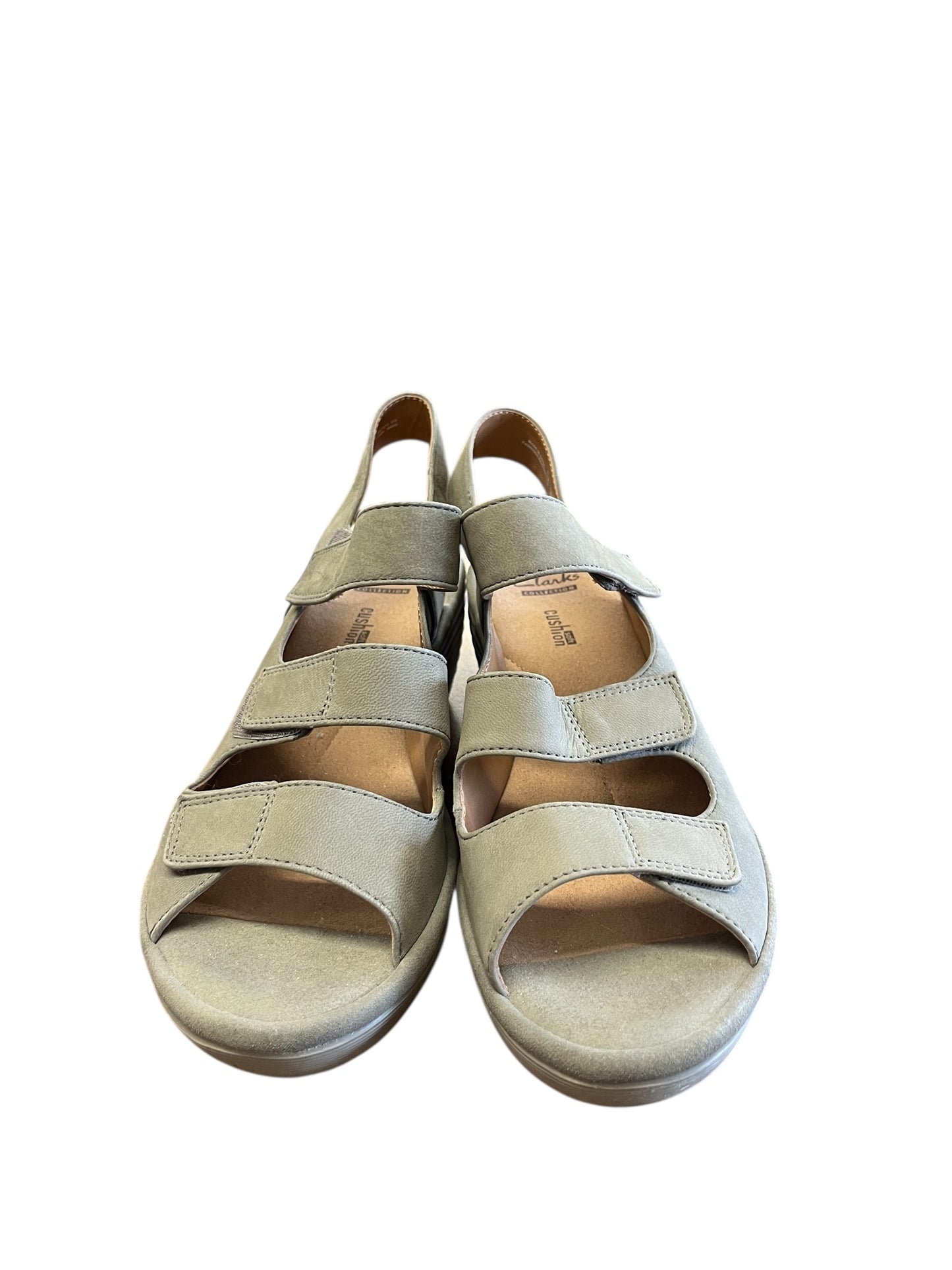 Tan Clarks sandals, 8