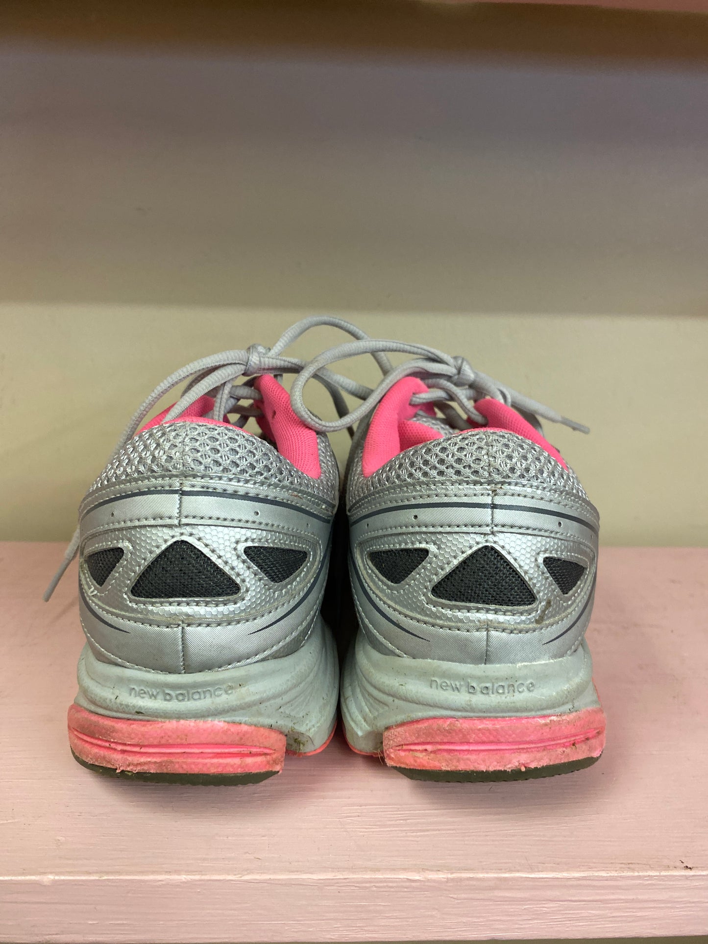 Grey and pink New Balance Woman's Sneakers, 9